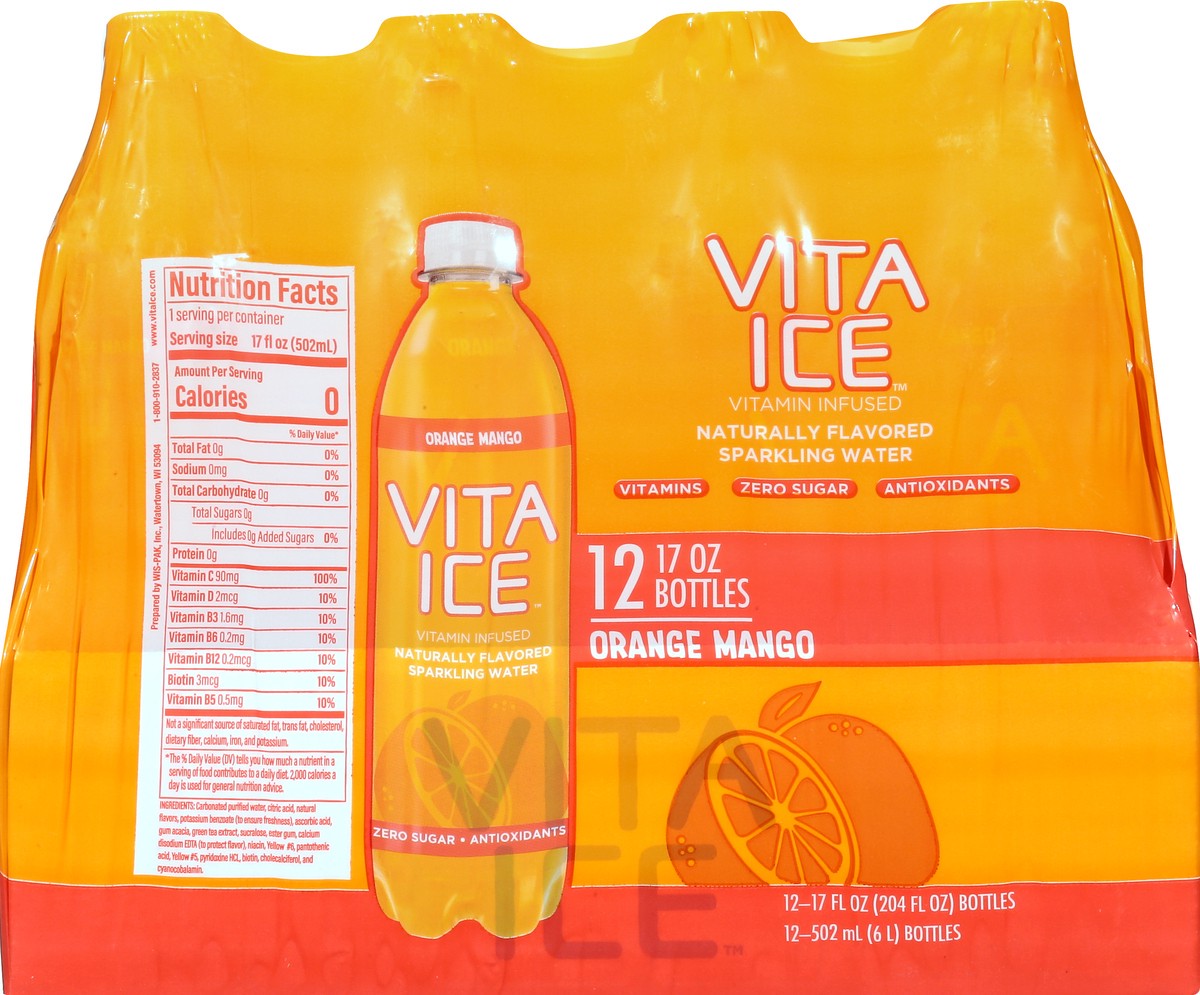 slide 6 of 13, Vita Ice 12 Pack Orange Mango Sparkling Water 12 ea - 12 ct, 12 ct