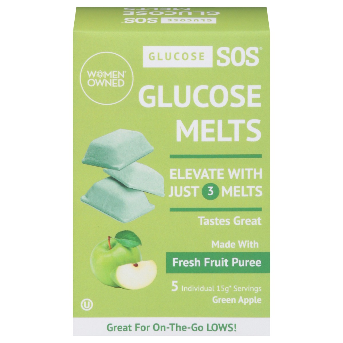 slide 1 of 15, Glucose SOS Green Apple Glucose Melts 5 ea, 5 ct