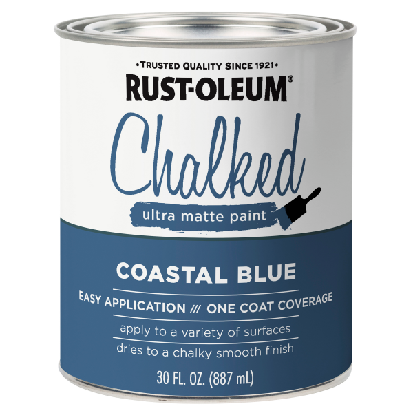 slide 27 of 29, Rust-Oleum Chalked Ultra Matte Paint - 329207, Quart, Coastal Blue, 30 fl oz