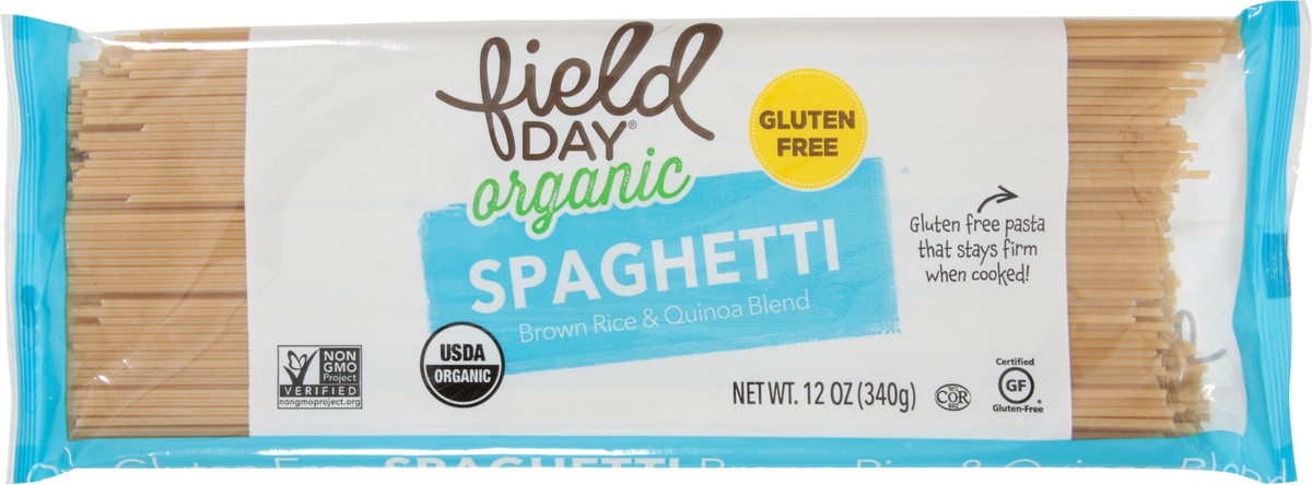 slide 13 of 14, Field Day Pasta - Organic - Brown Rice And Quinoa Blend - Spaghetti, 12 oz