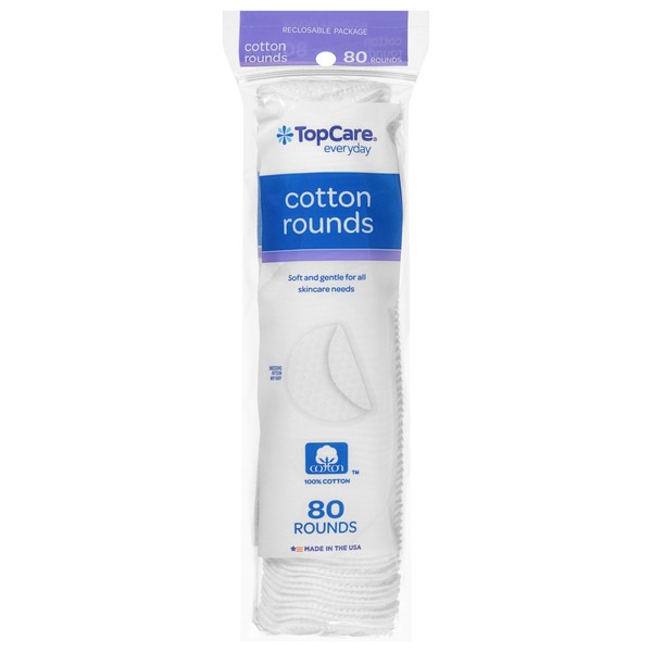 slide 1 of 9, TopCare Cotton Rounds, 80 ct