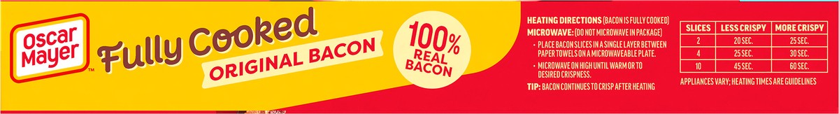 slide 2 of 9, Oscar Mayer Original Fully Cooked Bacon Mega Pack, 6.3 oz Box, 23-25 slices, 6.3 oz
