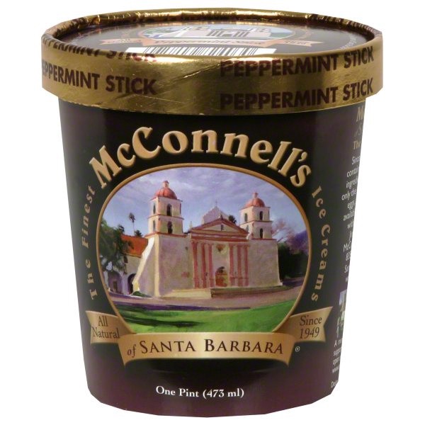 slide 1 of 1, McConnell's of Santa Barbara Peppermint Stick Ice Cream, 1 pint