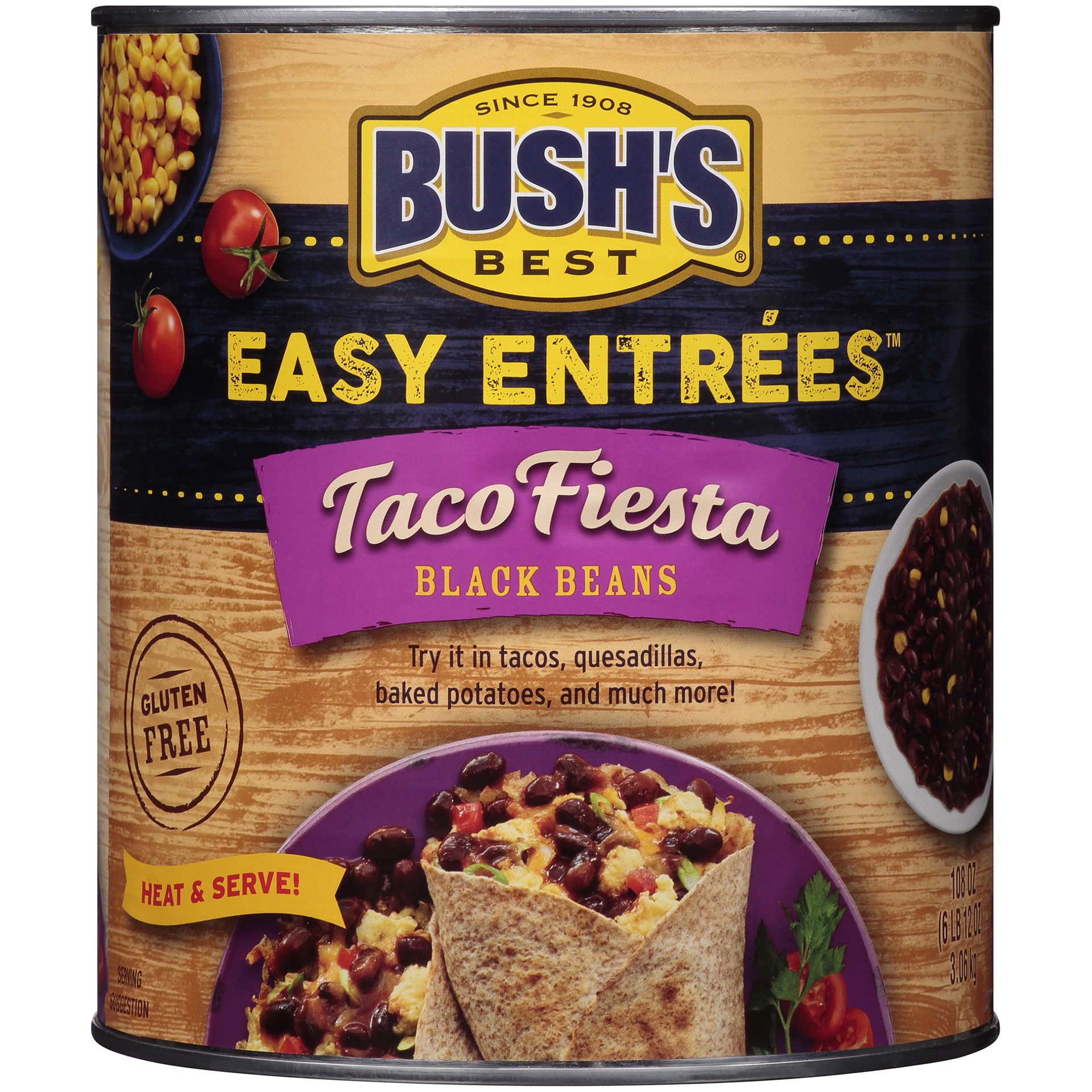 slide 1 of 4, Bush's Best Bush's Taco Fiesta Black Beans 108 oz, 108 oz