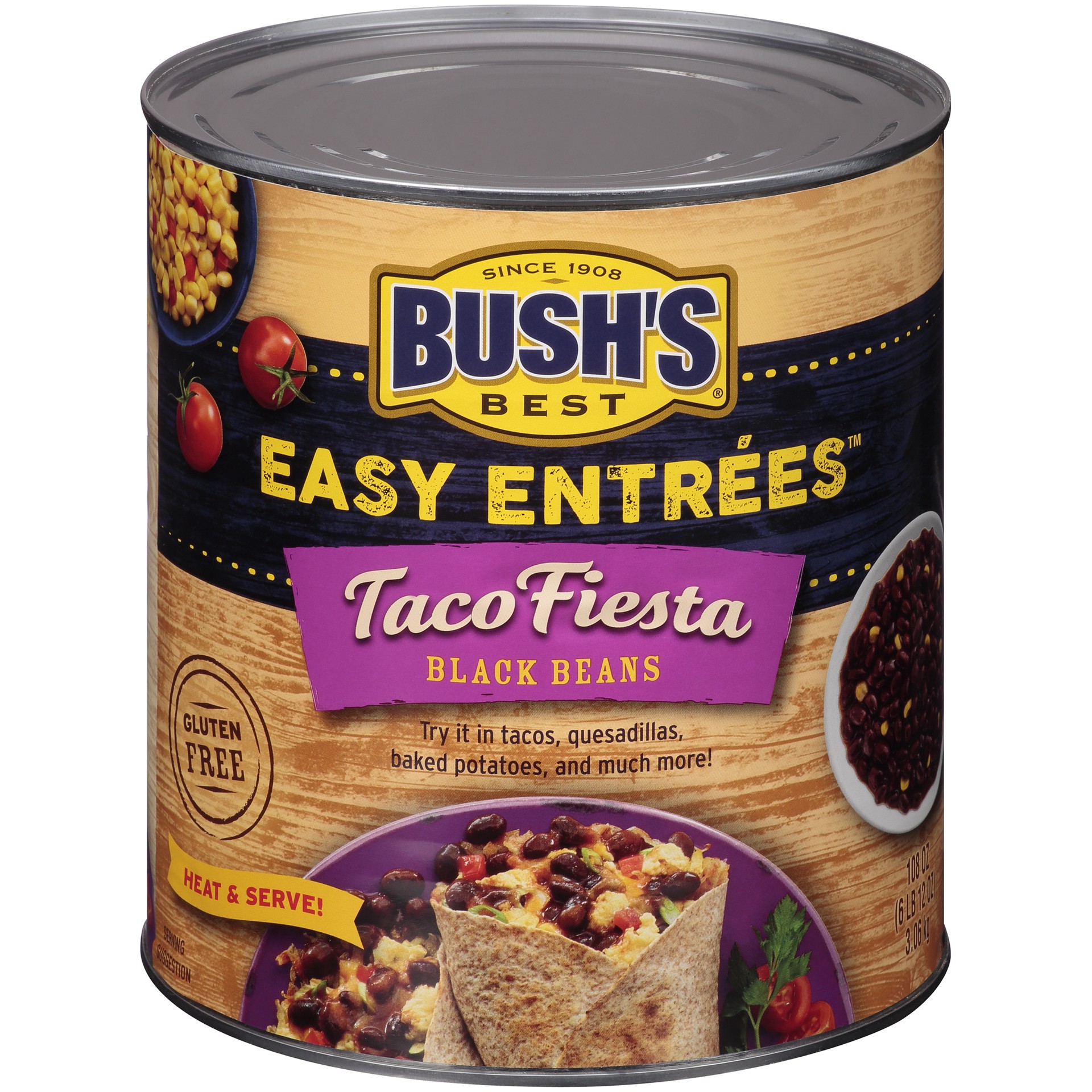 slide 4 of 4, Bush's Best Bush's Taco Fiesta Black Beans 108 oz, 108 oz