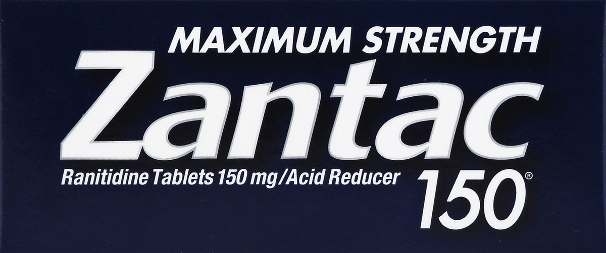 slide 2 of 6, Zantac Acid Reducer, Maximum Strength, 150 mg, Tablets, 50 ct