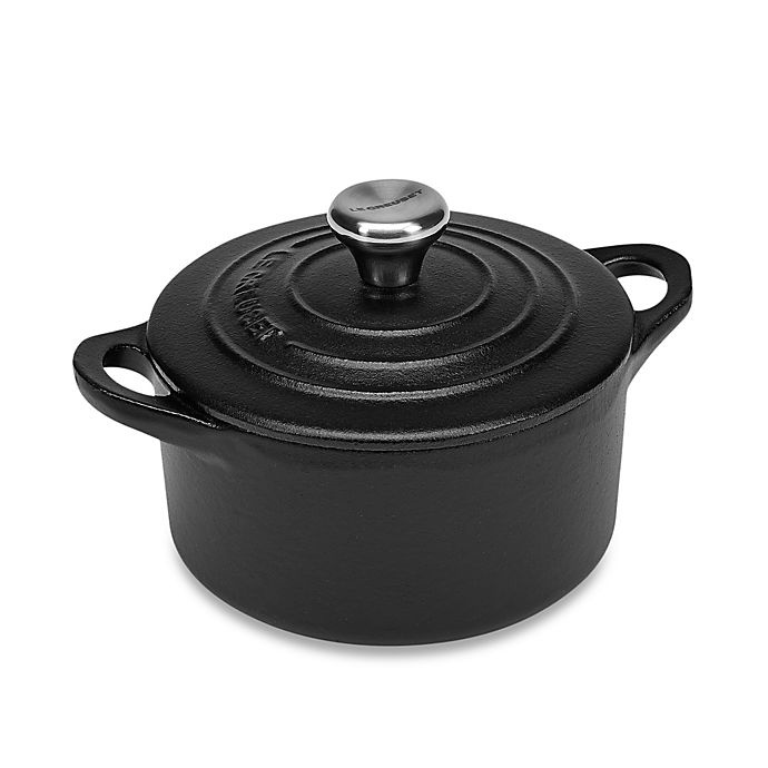 slide 1 of 1, Le Creuset Mini Round Cocotte with Stainless Steel Knob - Black, 0.33 qt