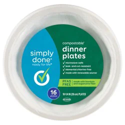 Simply Done Compostable 10.25 Inch Dinner Plates - 16 Count