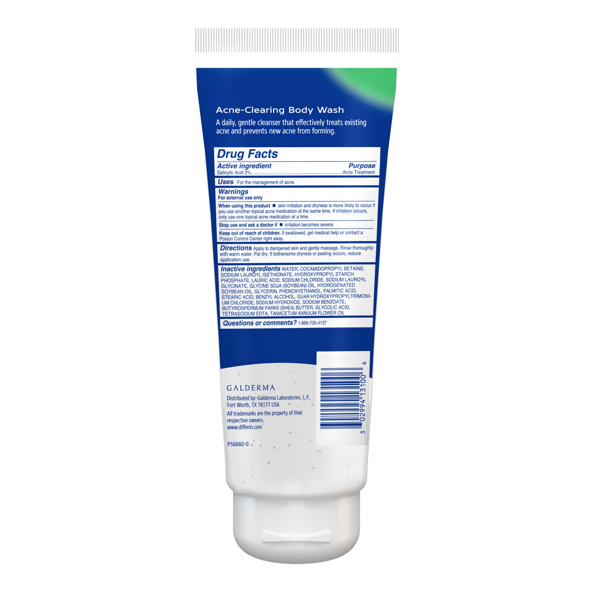slide 3 of 6, Differin Acne-Clearing Relief Body Wash, 10oz, 10 fl oz