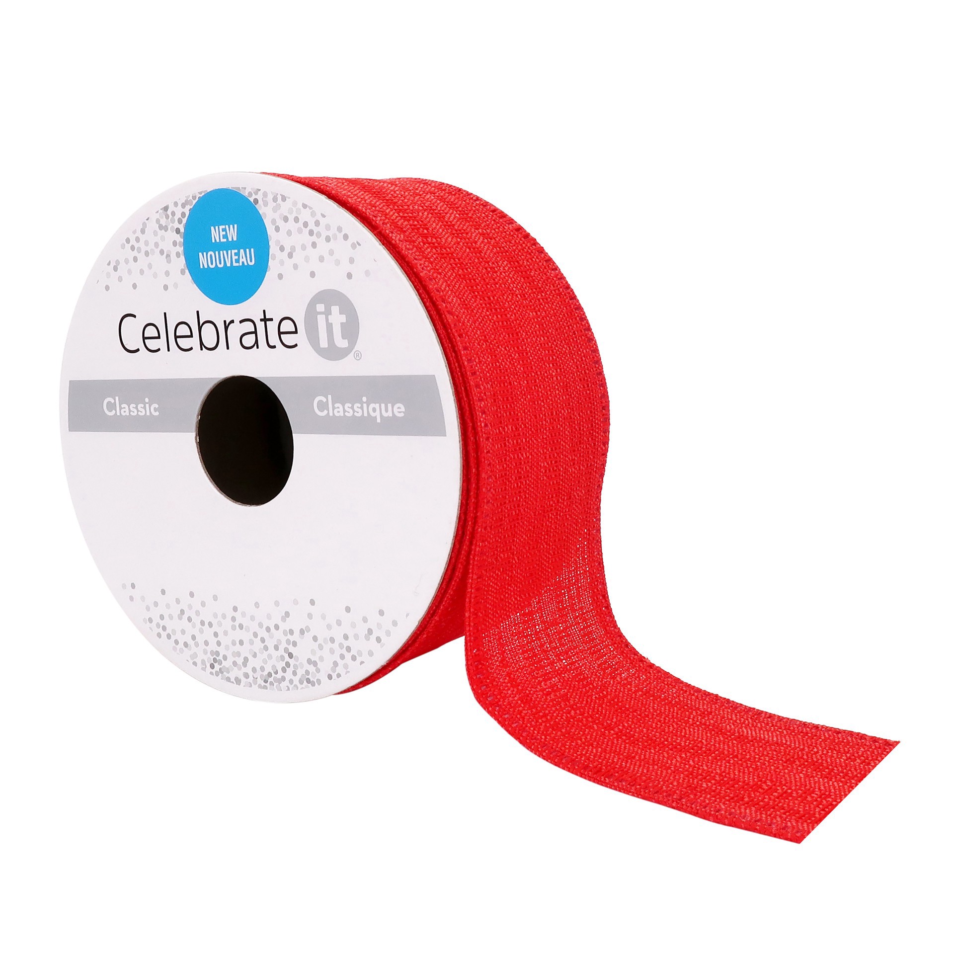 slide 2 of 4, 1.5" X 3yd. Red Wired Ribbon By Celebrate It Classic, 1.5 in x 3 yd