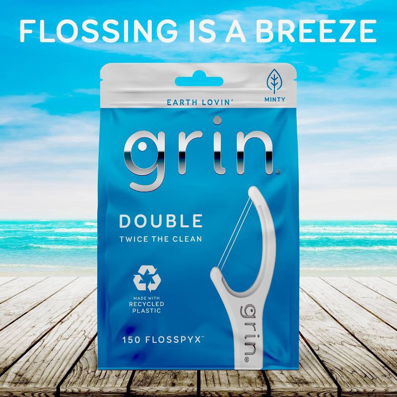 slide 7 of 9, Grin Oral Care Double Floss Picks - 150ct, 150 ct