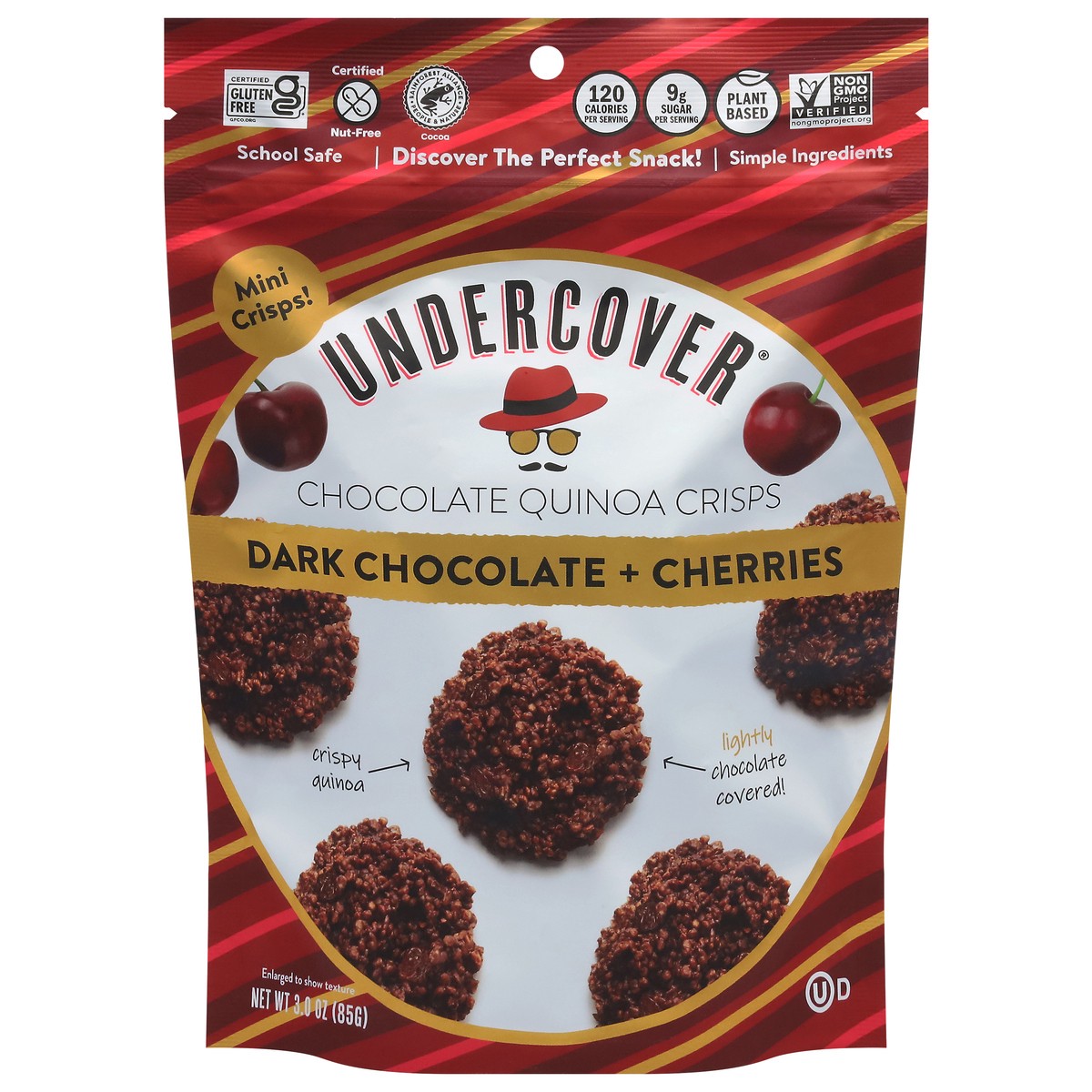 slide 2 of 14, Undercover Dark Chocolate + Cherries Chocolate Quinoa Crisps Mini 3.0 oz, 3 oz