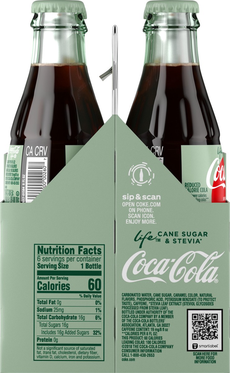 slide 4 of 10, Coca-Cola Life Cola 6 ea, 6 ct; 8 fl oz