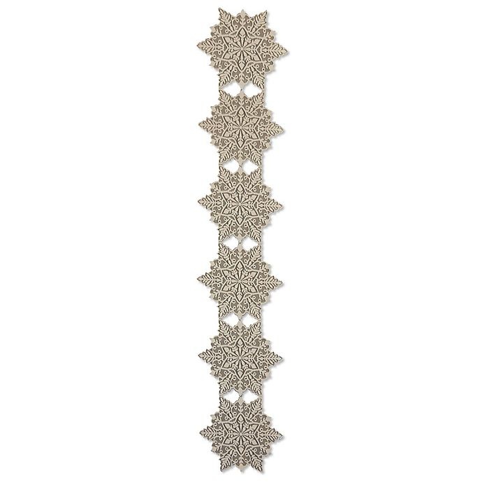 slide 1 of 1, Heritage Lace Silver Snowflake Table Runner - Silver, 15 in x 65 in