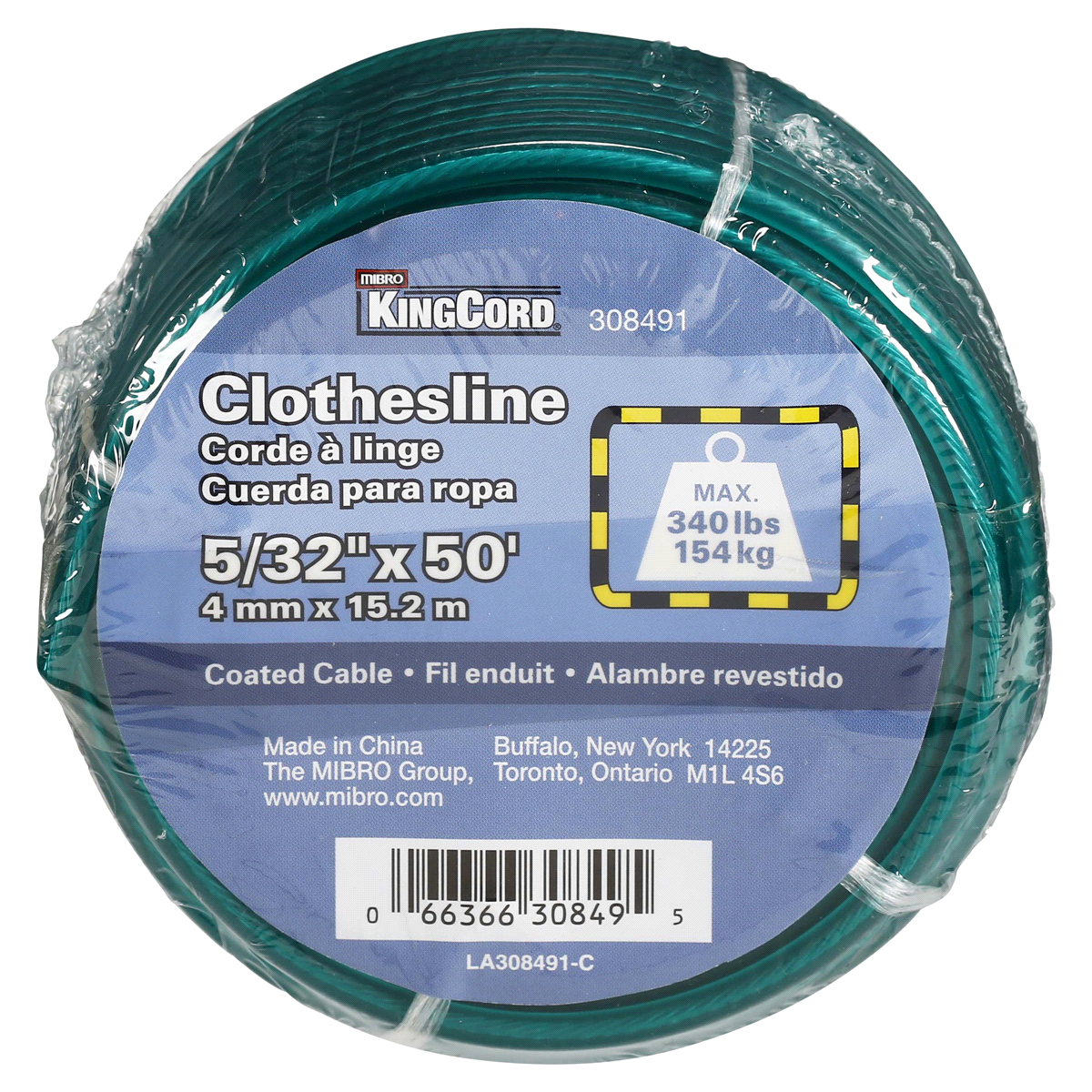slide 1 of 5, KingCord 5/32" x 50' PVC-Coated Wire Clothesline - Green, 50 ft