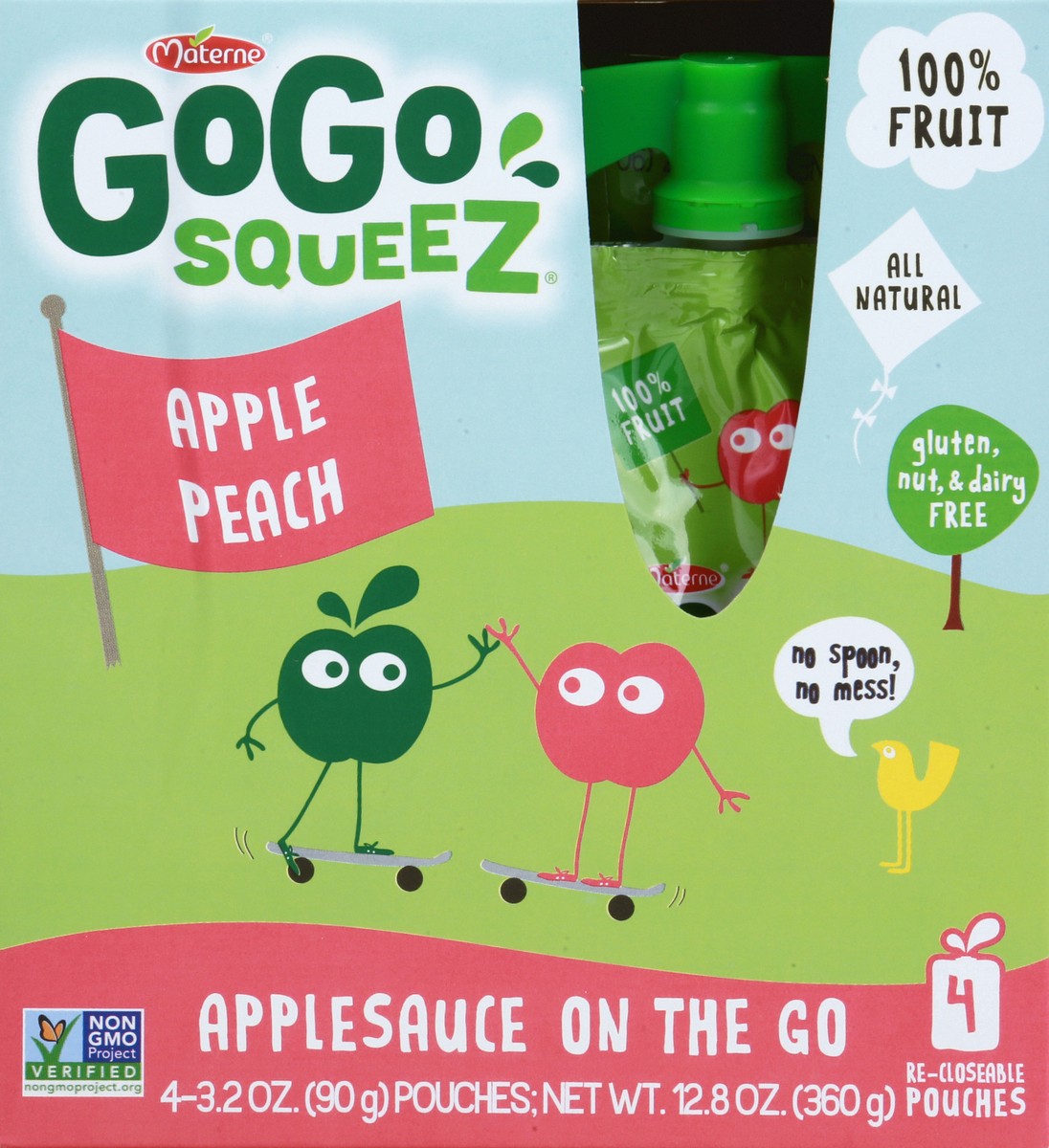 slide 4 of 4, GoGo squeeZ Materne North America Gogo Squeez Applesauce On The Go Apple Peach 4 Count, 4 oz