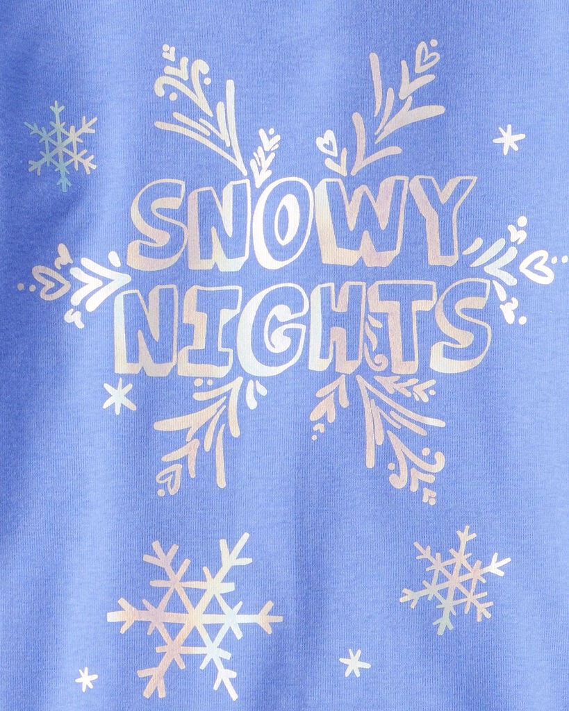 slide 4 of 4, Carter's Carters Girls Snowflake Print 100% Cotton Long-Sleeve Snug Fit 4-Piece Pajamas - Blue Blue 4, 4 pc