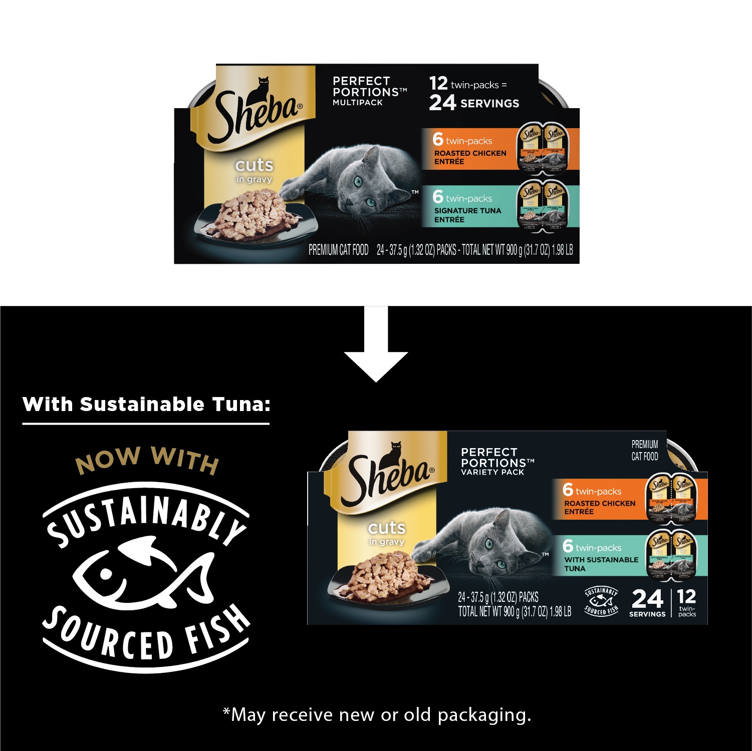 slide 7 of 7, Sheba Wet Cat Food Cuts In Gravy Variety Pack, With Sustainable Tuna And Roasted Chicken Entree, 2.64 oz