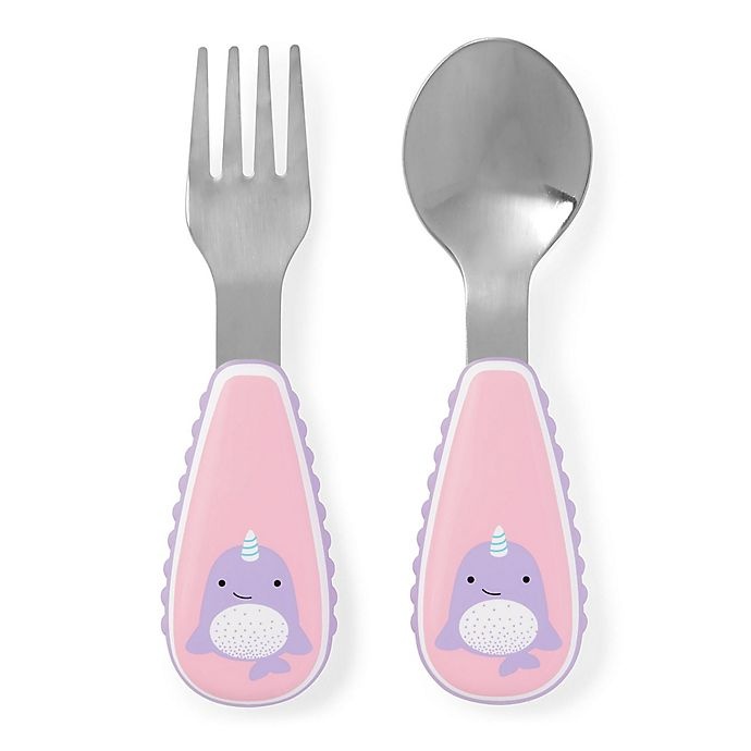 slide 1 of 1, Skip Hop SKIP*HOP Zoo-Tensils Narwhal Fork and Spoon Set, 2 ct