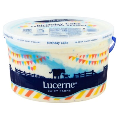 slide 1 of 3, Lucerne Dairy Farms Ice Cream Ice Cream Birthday Cake Reduced Ft, 1 ct