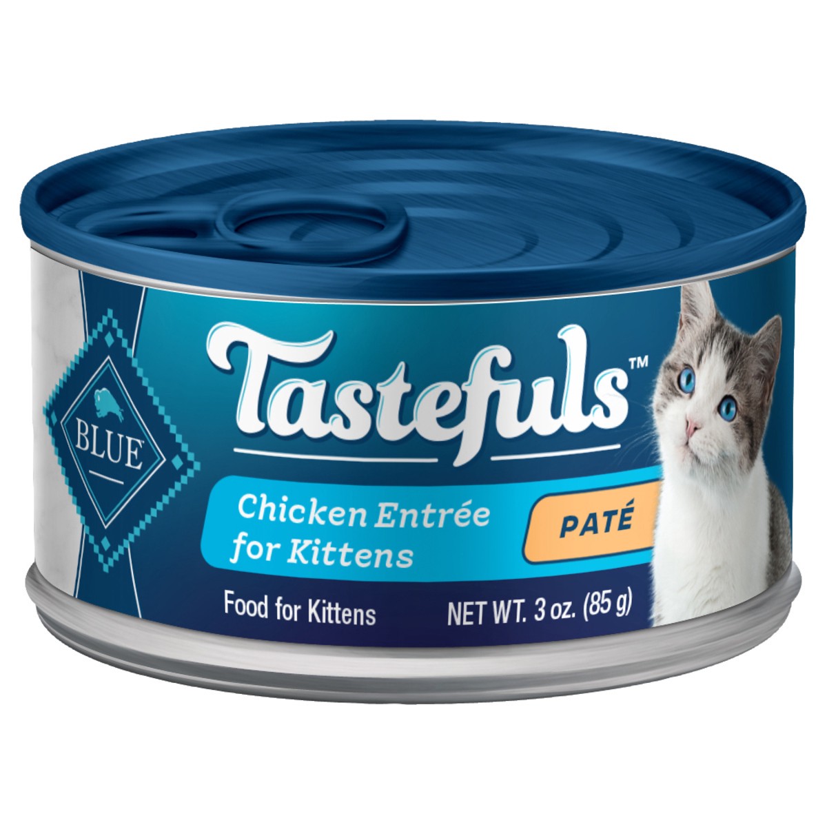 slide 1 of 3, Blue Buffalo Blue Tastefuls Pate Chicken Entree Food for Kittens 3 oz, 3 oz
