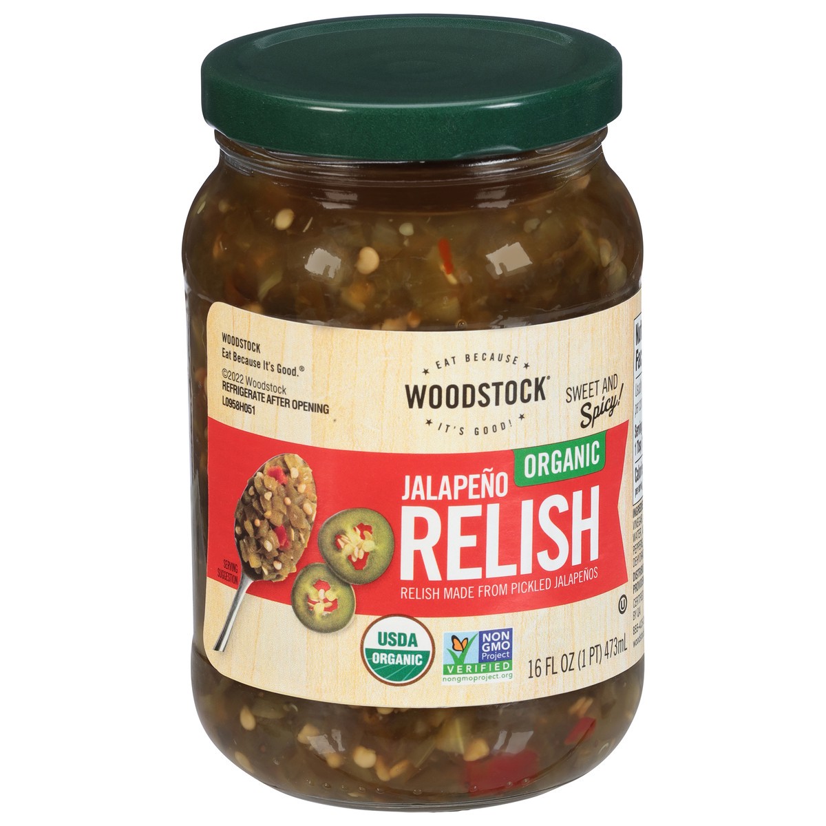 slide 4 of 9, Woodstock Organic Jalapeno Relish 16 fl oz, 16 fl oz