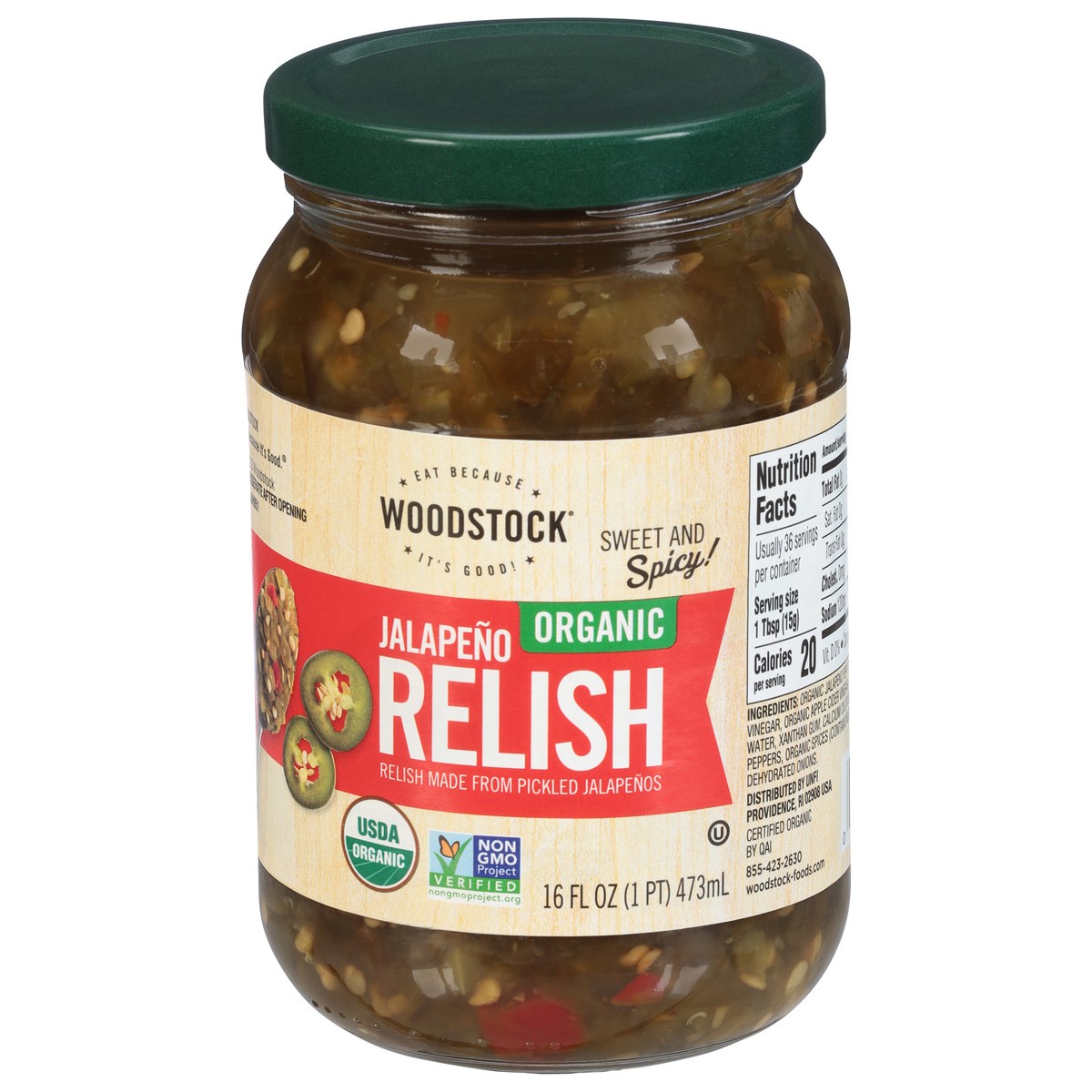 slide 6 of 9, Woodstock Organic Jalapeno Relish 16 fl oz, 16 fl oz