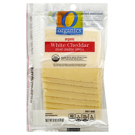 slide 1 of 1, O Organics Organic Cheese Sliced White Cheddar, 6 oz