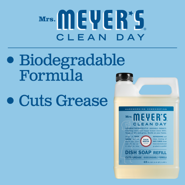 slide 20 of 29, Mrs. Meyer's Clean Day Liquid Dish Soap Refill, Rain Water Scent, 48 Fl Oz Bottle, 48 fl oz