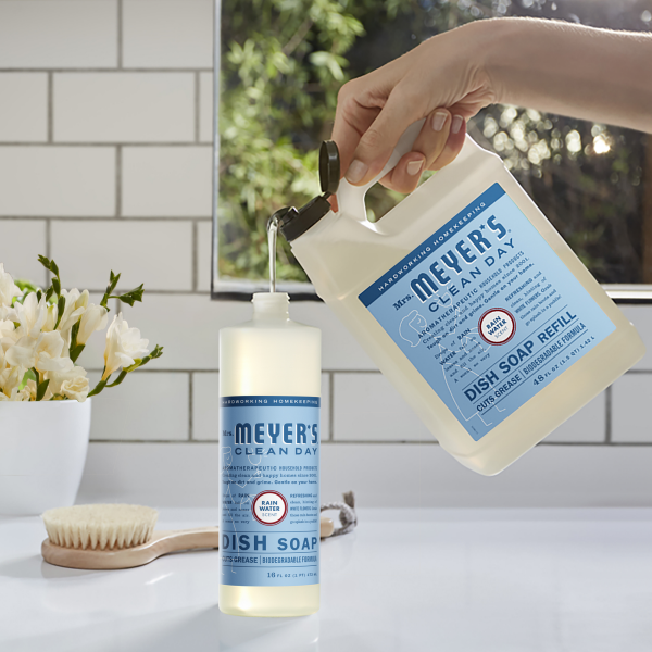 slide 28 of 29, Mrs. Meyer's Clean Day Liquid Dish Soap Refill, Rain Water Scent, 48 Fl Oz Bottle, 48 fl oz