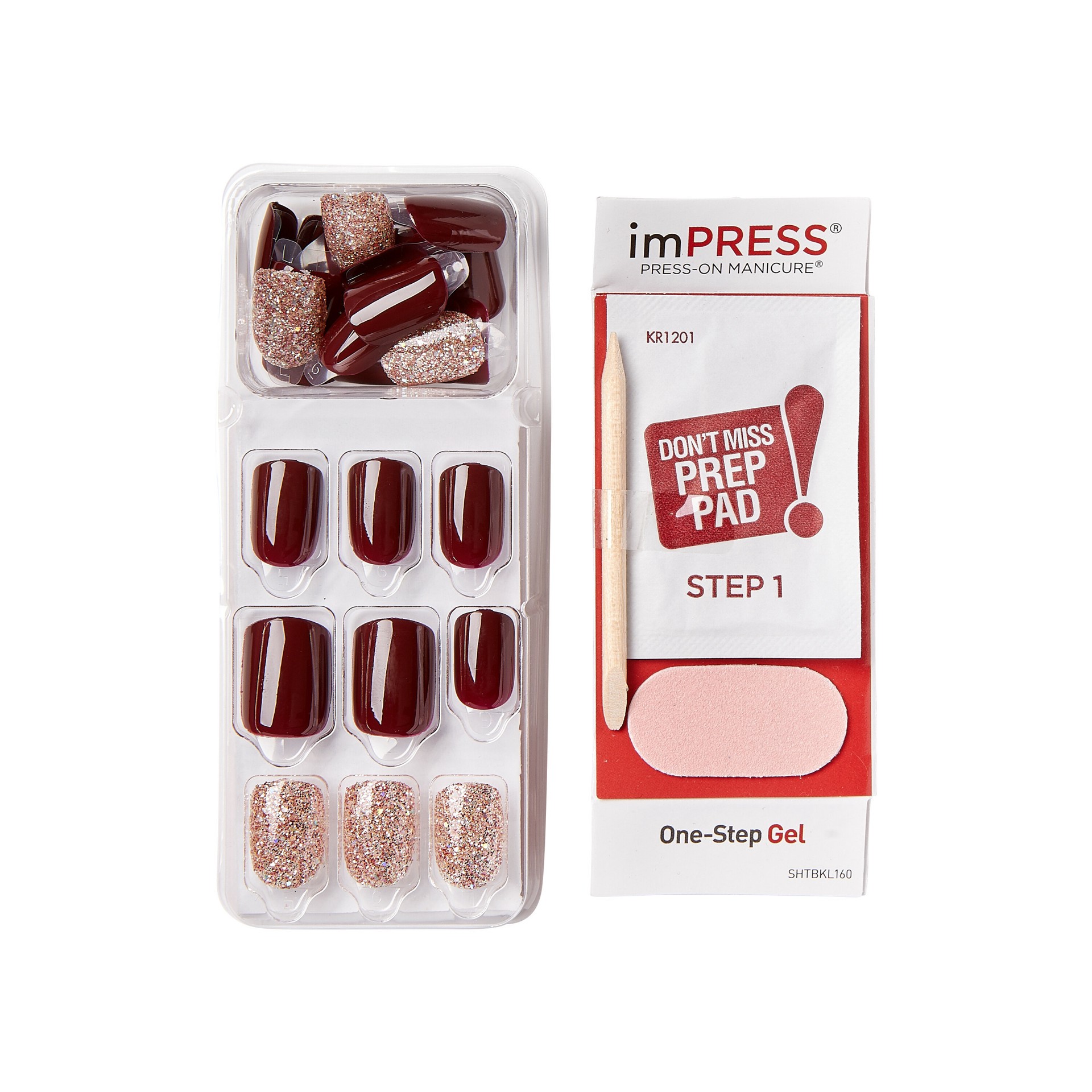 slide 4 of 5, imPRESS Press-On Nails, No Glue Needed, Red, Short Length, Square Shape, 33 Pieces, 30 ct