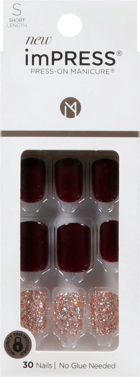 slide 1 of 5, imPRESS Press-On Nails, No Glue Needed, Red, Short Length, Square Shape, 33 Pieces, 30 ct