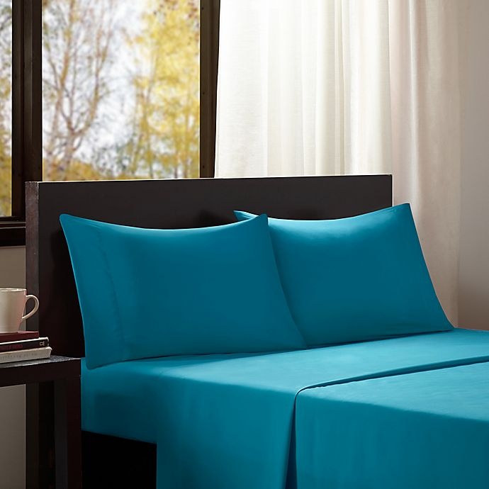 slide 1 of 2, Intelligent Design Microfiber Full Sheet Set - Teal, 1 ct