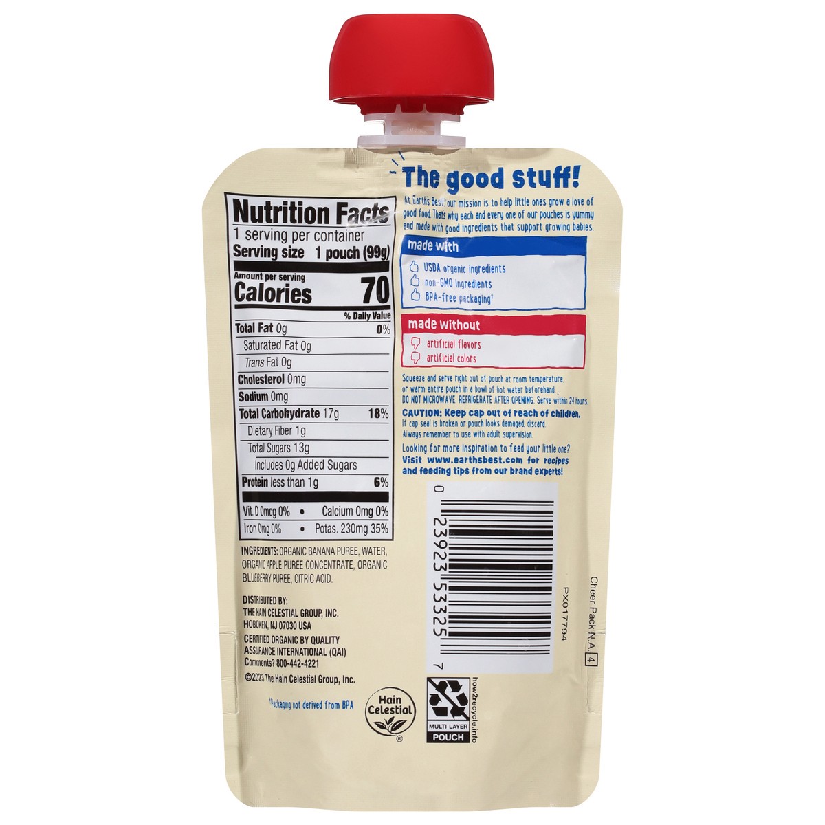 slide 3 of 12, Earth's Best Organic Organic Ages 6m+ Banana Apple Blueberry Fruit Puree 3.5 oz, 3.5 oz