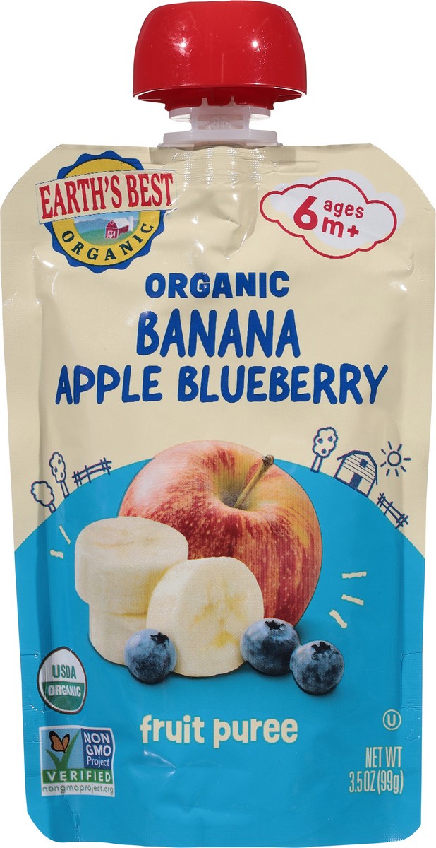 slide 10 of 12, Earth's Best Organic Organic Ages 6m+ Banana Apple Blueberry Fruit Puree 3.5 oz, 3.5 oz