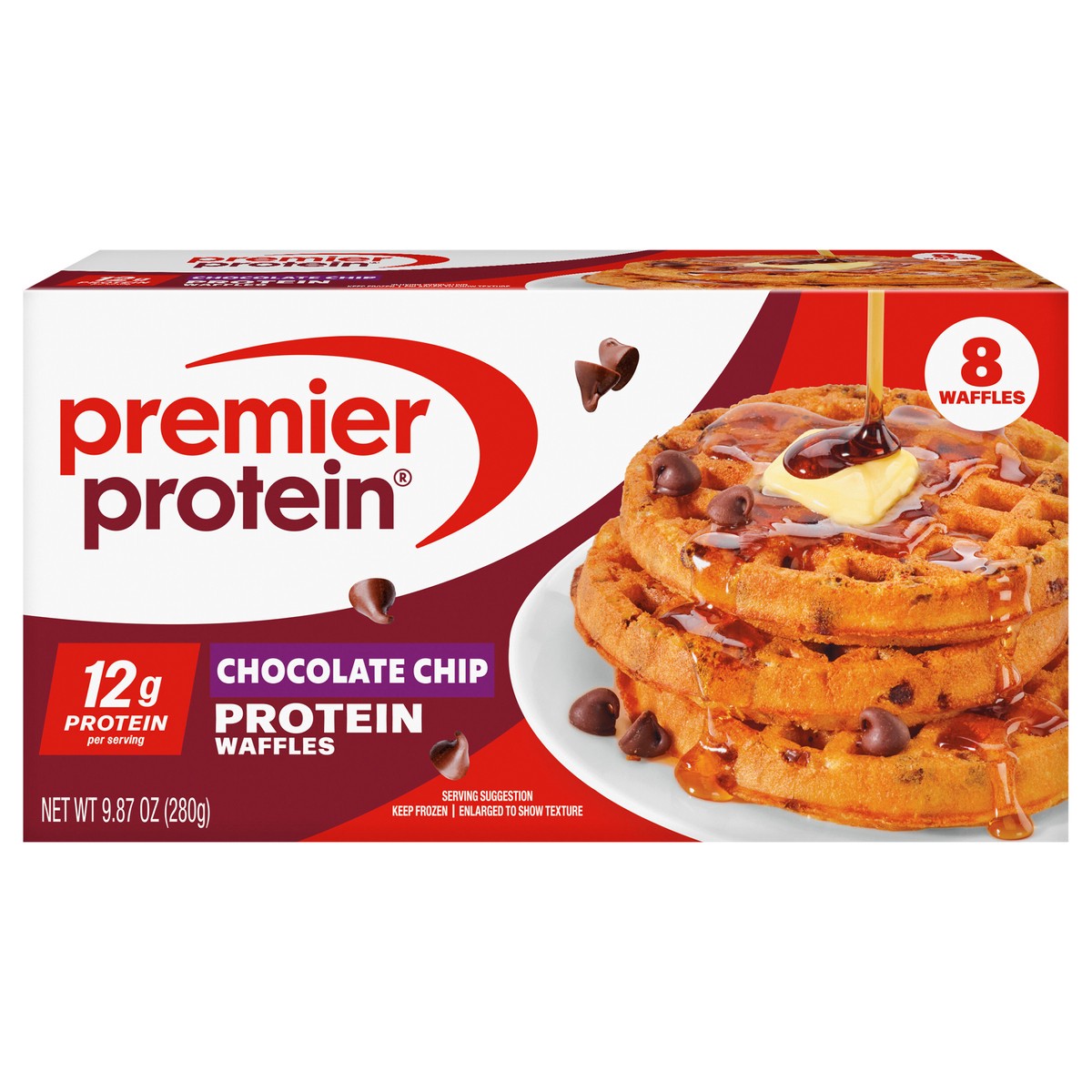slide 1 of 13, Premier Protein 13g Chocolate Chip Waffles 8 Coun, 8 ct