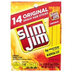 Slim Jim Original Smoked Snack Sized Sticks, 0.28 oz. Meat Sticks, 14-Count Box