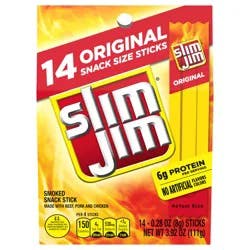 Slim Jim Original Smoked Snack Sized Sticks, 0.28 oz. Meat Sticks, 14-Count Box