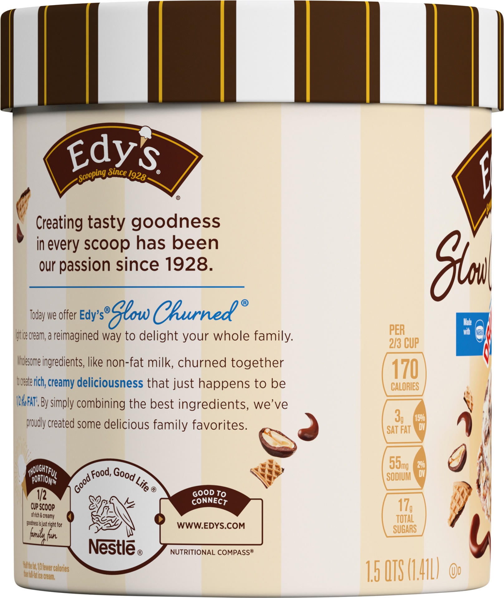 slide 6 of 7, Edy'S Slow Churned Drumstick Light Ice Cream, 1.5 qt