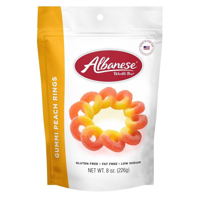 slide 1 of 12, Albanese Gummi Rings, Peach-Albanese, 8 oz