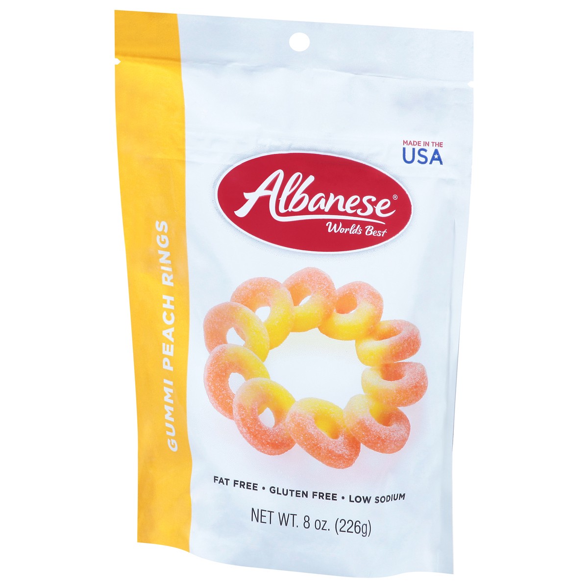 slide 11 of 12, Albanese Gummi Rings, Peach-Albanese, 8 oz