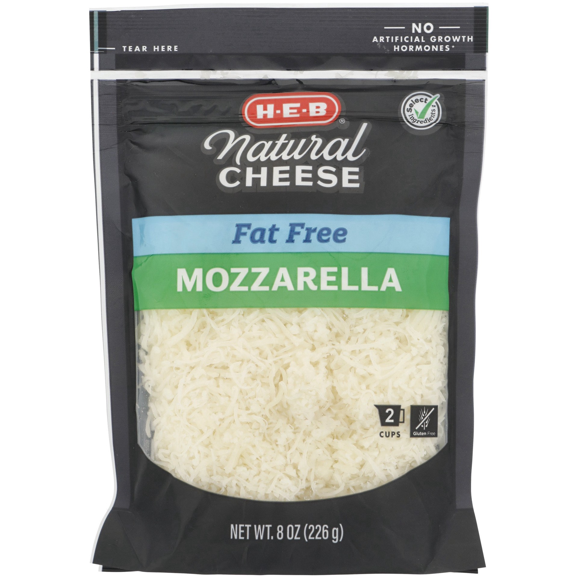 slide 1 of 1, H-E-B Fat Free Mozzarella Fancy Shredded Cheese, 8 oz