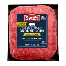 slide 1 of 1, Swift 90% Lean Ground Pork Brick Pack, 1 lb