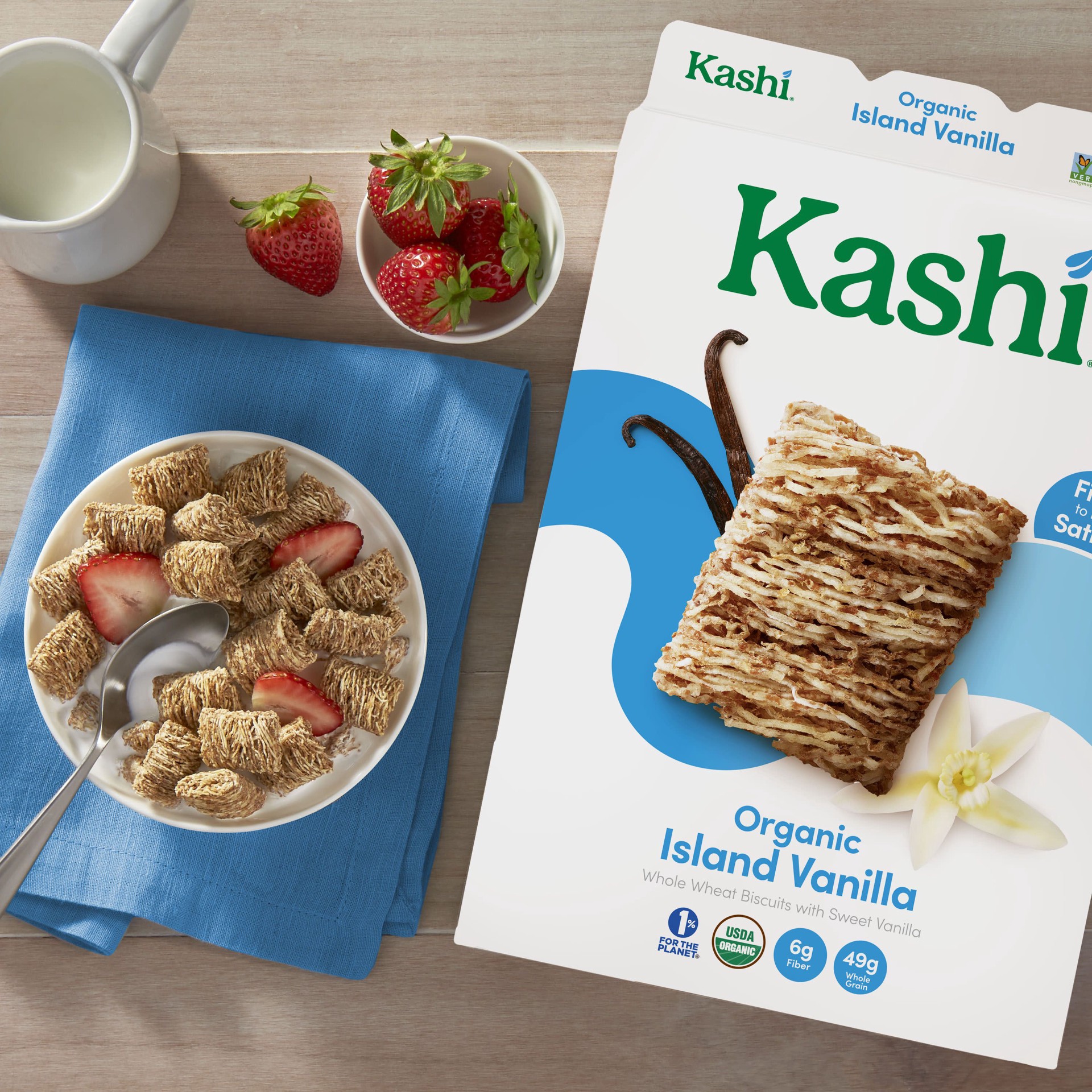 slide 4 of 5, Kashi Cold Breakfast Cereal, Vegan, Organic Fiber Cereal, Island Vanilla, 16.3oz Box, 1 Box, 16.3 oz