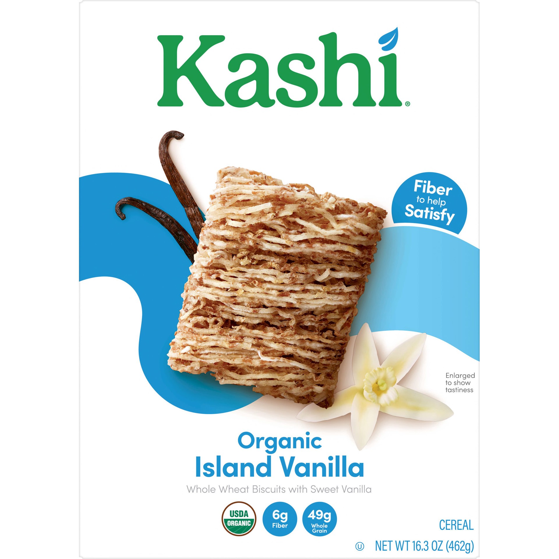 slide 2 of 5, Kashi Cold Breakfast Cereal, Vegan, Organic Fiber Cereal, Island Vanilla, 16.3oz Box, 1 Box, 16.3 oz