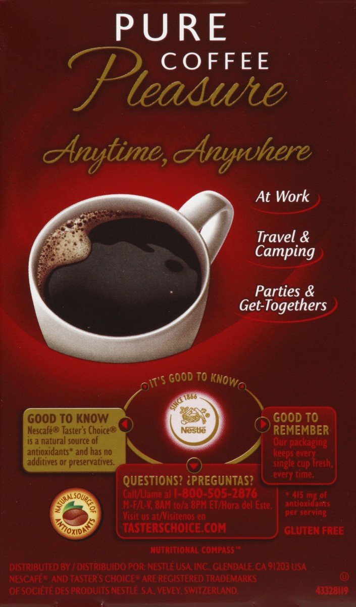 slide 5 of 5, Taster's Choice Coffee, Instant, House Blend, Single Serve Packets, 0.49 oz