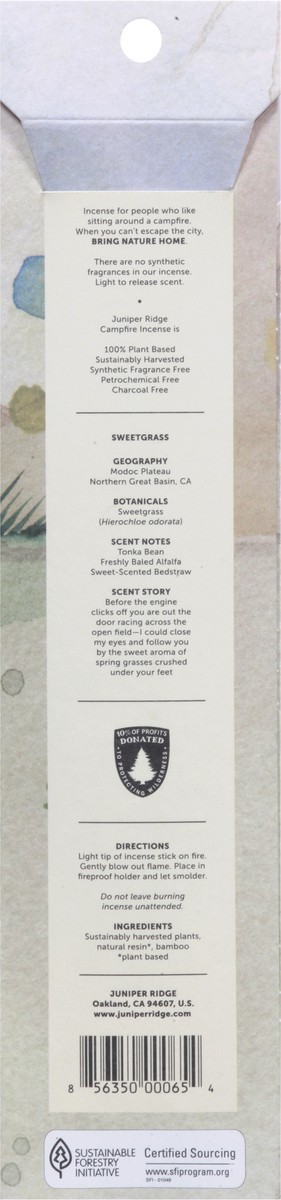 slide 7 of 9, Juniper Ridge Sweetgrass Incense, 20 ct