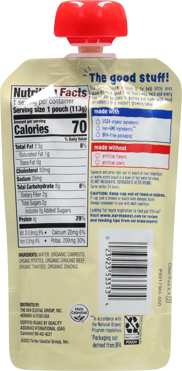 slide 9 of 11, Earth's Best Organic Organic Ages 9m+ Beef Medley Vegetable + Beef Puree 4 oz, 4 oz