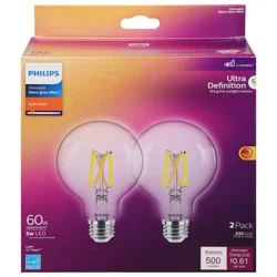Philips 5 Watts Soft White Warm Glow Effect Dimmable LED Light Bulbs 2 ea