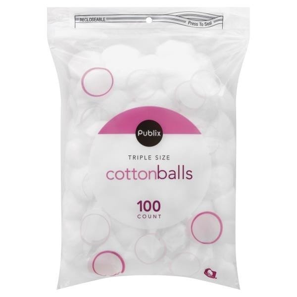 slide 1 of 1, Publix Cotton Balls Triple Size, 100 ct